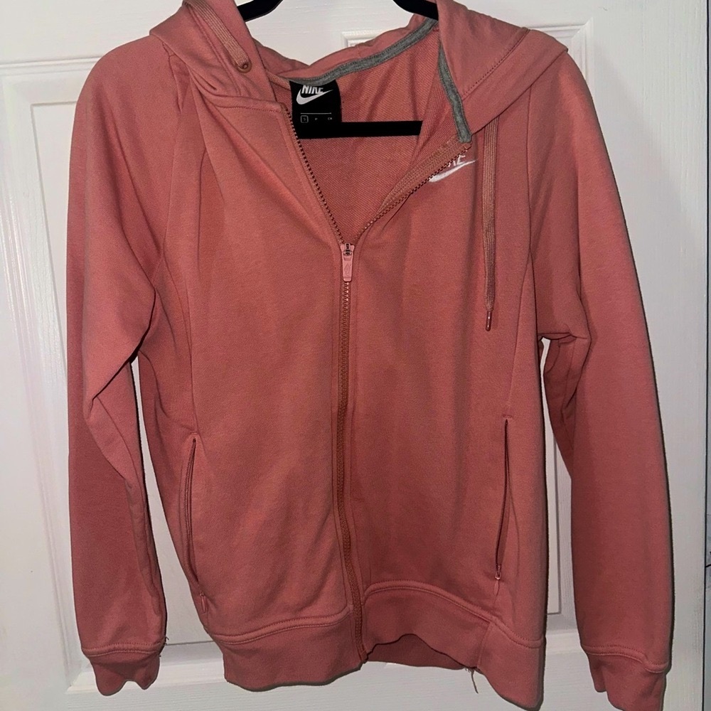 Nike Pink Zip-Up Hooded Jacket with Soft Cotton Blend